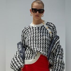 DEREK LAM 10 CROSBY Sawyer jacquard-knit cotton-blend sweater Like New